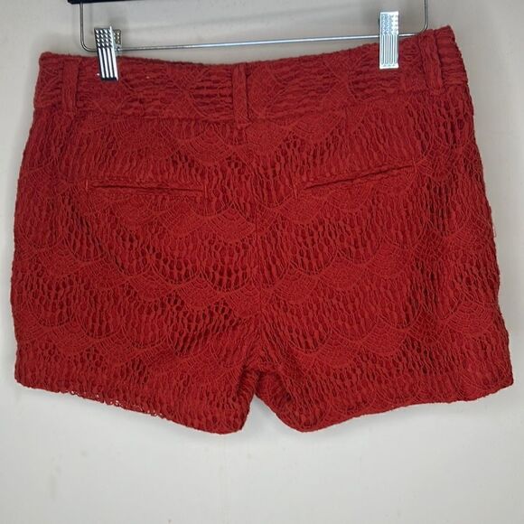 LOFT 4 Outlet Lace Overlay Dressy Shorts with Pockets Burnt Orange Short Shorts - Picture 10 of 12